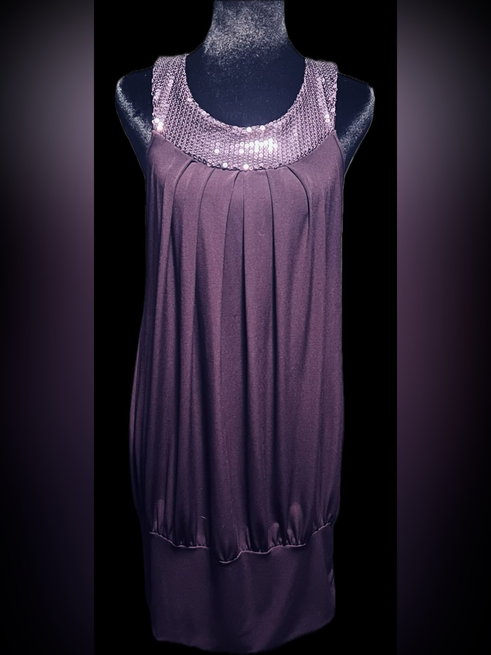 Vintage Candy Rain Y2K Sequined Neckline Mini Dress in Plum - Rare